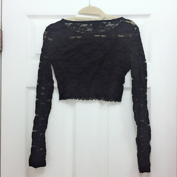 Black Lace Long Sleeve Top (F21) - Picture 2 of 2